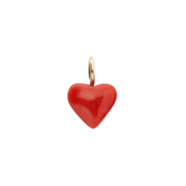 Puffy Coral Heart Necklace Charm — Charm + Chain Trunk Show