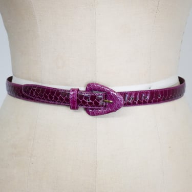 1980s Skinny Purple Snake Skin Belt 