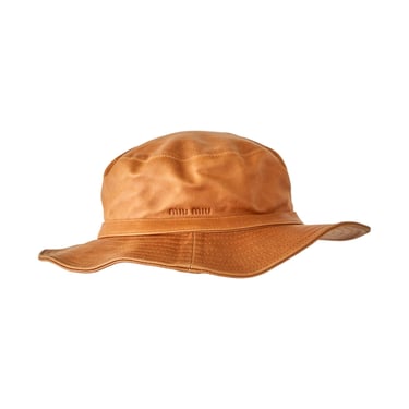 Miu Miu Brown Leather Bucket Hat