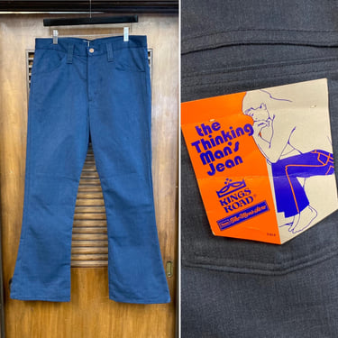 Vintage 1960’s w34 -Deadstock- “King’s Road” Brand Brushed Cotton Mod Flare Denim Jeans Pants Trousers, 60’s Vintage Clothing 