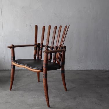Palmwood and Leather Chair by Pacific Green 