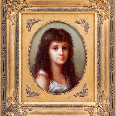 American School Portrait of a Girl Oil on Panel