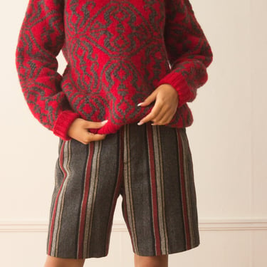 1960s Striped Wool Bermuda Shorts 
