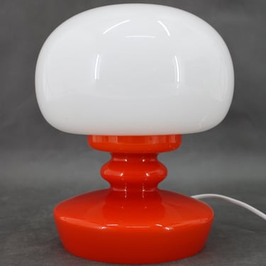 1970s Stepan Tabery Opaline Glass Table Lamp, Czechoslovakia / Vintage Table Lamp 