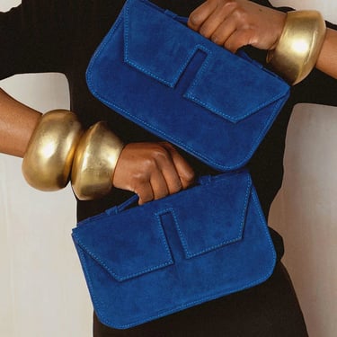 Suede Split Flap Handbag (Royal Blue)