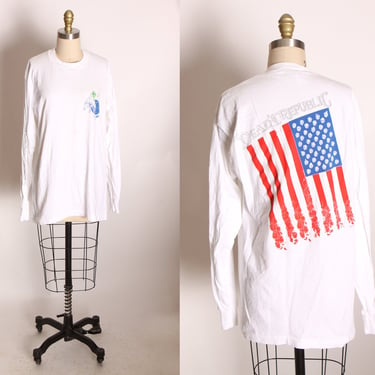 1990s 1990 White Long Sleeve Grateful Dead American Flag Dead Republic Skeleton Horse Shirt -L 