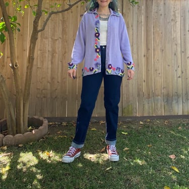 Y2K Purple Floral Cardigan 