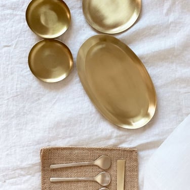 Fog Linen Work Brass Oval Tray - Small