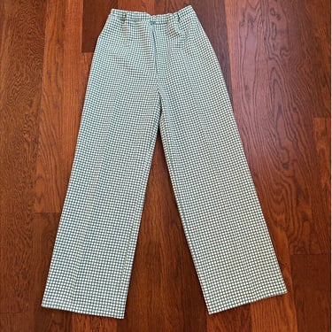 Vintage 1970s Polyester High Rise Elastic Waist Windowpane Plaid Pants Vintage Golf Pants 