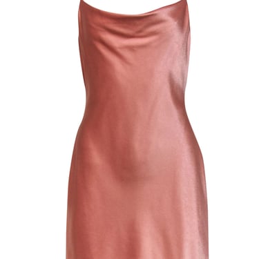 Alice &amp; Olivia - Metallic Champagne Pink Satin Mini Slip Dress Sz 6
