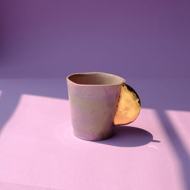 Double Espresso Cup with Gold Handle 