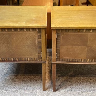 Item #ASE91 Pair of Satinwood Side Tables / Cabinets c.1915