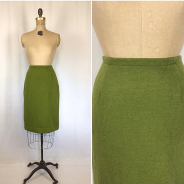 Vintage 60s knit skirt | Vintage moss green wool knit skirt | 1960s Jantzen knitwear skirt 