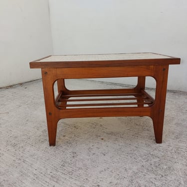 Teak and Tile Side Table