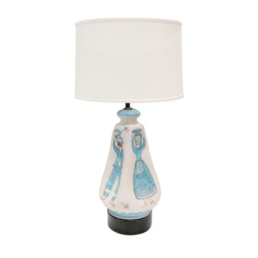Chic Italian Ceramic Table Lamp with Beautiful Colors and Glazes 1950s