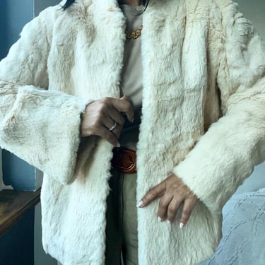 vintage faux fur cream white reversible coat 