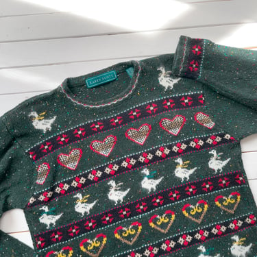 cute cottagecore sweater 90s vintage green goose bird knit sweater 