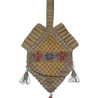 Victorian Beaded Pleated Silk Drop Bag