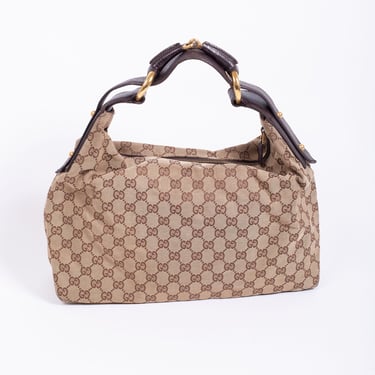Vintage Gucci Britt Medium Horsebit Hobo Bag Canvas + | Backroom 