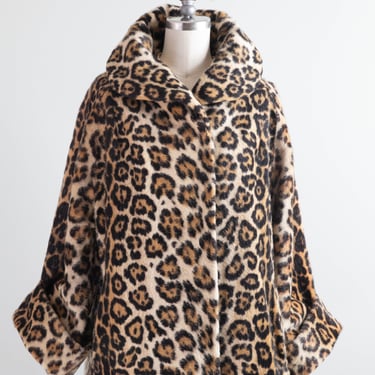 Glamorous and Iconic 1960's Leopard Print Swing Coat / Medium