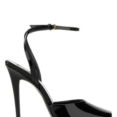 Saint Laurent Woman Black Leather Le Scandal Sandals