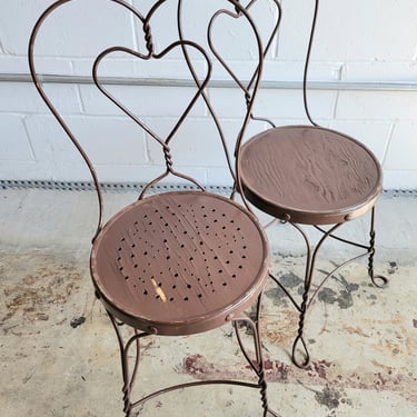 Pair of Antique Metal Thonet Style Ice Cream Chairs