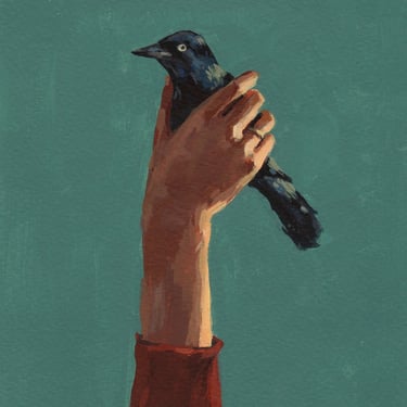 OVERSTOCK SALE . Bird in Hand . giclee print 