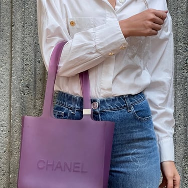 Chanel Vintage - Choco Bar Chain Cotton Handbag Bag - Black - Leather and Canvas  Handbag - Luxury High Quality - Avvenice