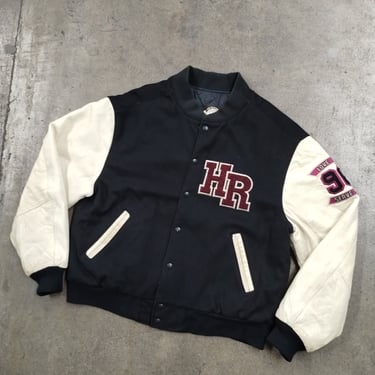 XL 90s Hard Rock Wool Varsity Style College Jacket 1990s 1980s XLarge Western Mall Goth Cyber UK Motorcycle 