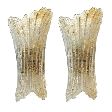 A Shapely Pair of Vintage Murano Glass 2-light Sconces