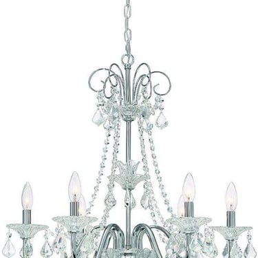 New in box Canterbury Park 6 light chrome crystal chandelier