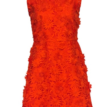 J.Crew - Orange Sleeveless Dress w/ Floral Embroidery & Appliques Sz 6