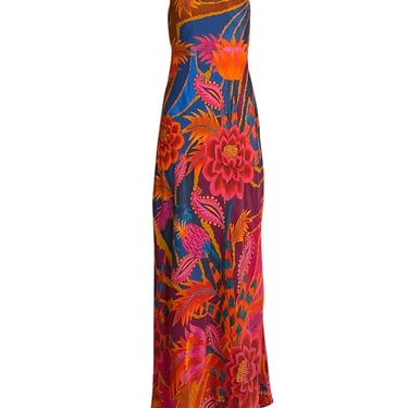 Farm Rio - Orange, Blue, Pink, &amp; Purple Print Sleeveless Maxi Slip  Dress Sz XS