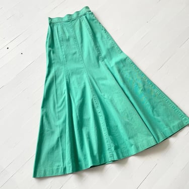 1970s Yves Saint Lauren Teal Cotton Maxi Skirt 