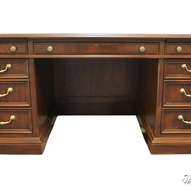 SLIGH FURNITURE Solid Mahogany Traditional 72" Executive Office Desk w. Tooled Leather Top 