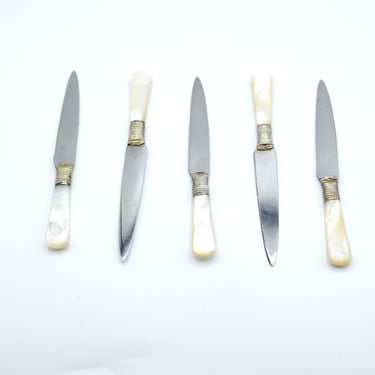 Antique Fruit Knives with Mother of Pearl Handles 