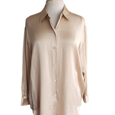 90s Burberrys Silk Blouse Cream Silk New w/Tags 