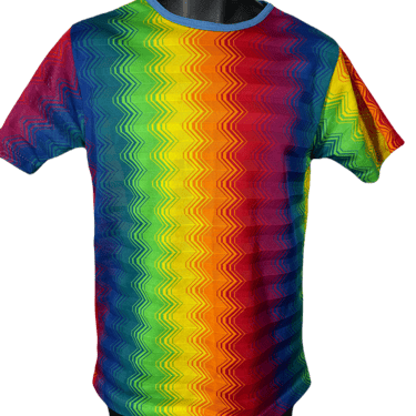 1970's Rainbow Poly Knit Shirt Size M