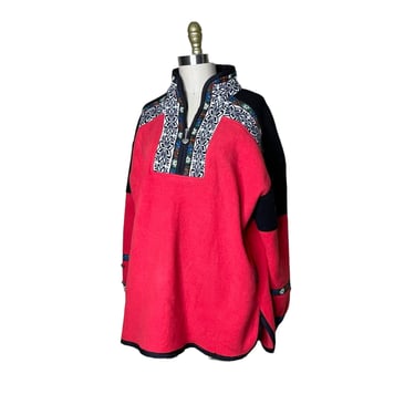 Vintage Obermeyer Sweater Women’s Red Quarter Zip Fleece Jacket Nordic size M 