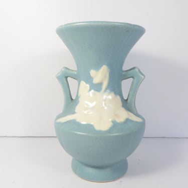 Mid Century Weller Pottery Blue Blossom Flower Vase 