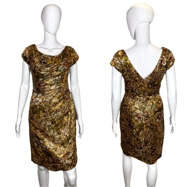 1950's Gold Lame' Cocktail Wiggle Dress Size S