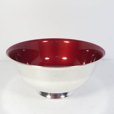 Vintage Reed and Barton Silverplated Revere Bowl with Red Enamel Interior 