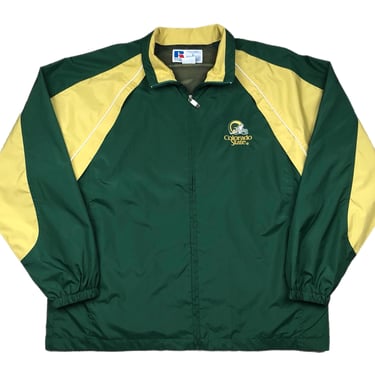 Vintage 90s Russell Athletic Colorado State University Rams Football Embroidered Full Zip Windbreaker Jacket Size Large/XL 