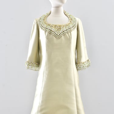 60's Light Pistachio Silk Dress