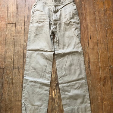 1950s Deadstock Beige Cotton Military Pants 28 