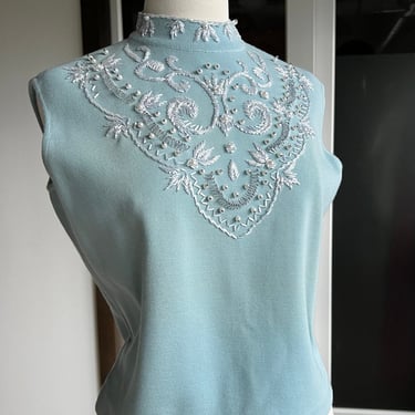 Vintage 60s Mother of the Bride Beaded Shift Top 