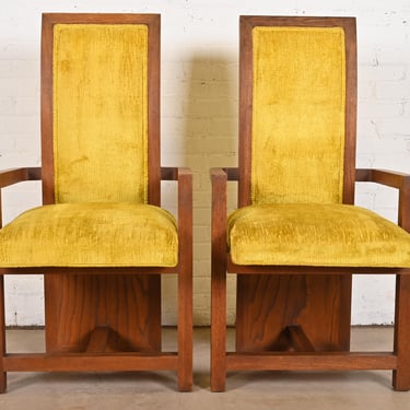 Frank Lloyd Wright for Heritage Henredon Taliesin High Back Armchairs, Pair