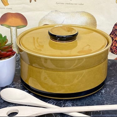 Vintage Casserole with Lid Retro 1960s Mid Century Modern + Designers Collection + Stoneware + Honey + Dark Brown + Cookware + Made in Japan 