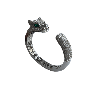 Sparkling Silver Crystal Panther Bracelet