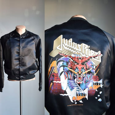Vintage 1984 Judas Priest Defenders of the Faith Satin Jacket / Vintage Judas Priest Snap Jacket  / 1980s Winterland Judas Priest Jacket 